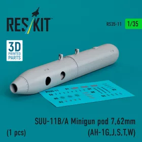   ResKit Models SUU-11B/A Minigun pod 7,62mm (1 pcs) (AH-1G,J,S,T,W) (3D printed) - Minigun géppuskakonténer, 1 db