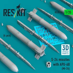  ResKit Models S-24 missiles with APU-68 (4 pcs) (Mi-24) (3D Printed) - rakéták, 4 db