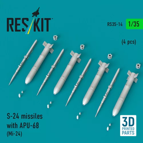 ResKit Models S-24 missiles with APU-68 (4 pcs) (Mi-24) (3D Printed) - rakéták, 4 db