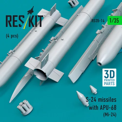 ResKit Models S-24 missiles with APU-68 (4 pcs) (Mi-24) (3D Printed) - rakéták, 4 db