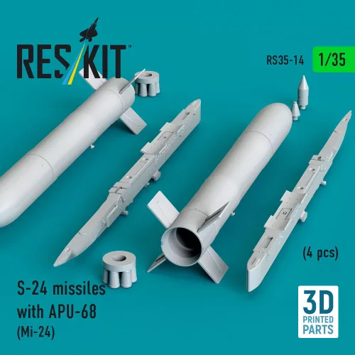 ResKit Models S-24 missiles with APU-68 (4 pcs) (Mi-24) (3D Printed) - rakéták, 4 db