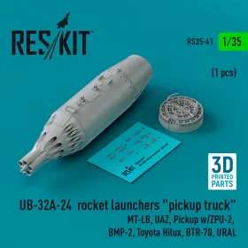   ResKit Models UB-32A-24 rocket launchers pickup truck (1 pcs) (MT-LB, UAZ, Pickup w/ZPU-2, BMP-2, Toyota Hilux, BTR-70, URAL) (3D Printed) - rakétaindítók, 1 db