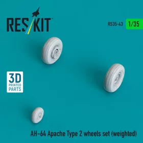   ResKit Models AH-64 Apache type 2 wheels set (weighted) (3D Printed) - AH-64 Apache 2. típus – terhelt állapotú kerékkészlet, 2. típus