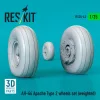 ResKit Models AH-64 Apache type 2 wheels set (weighted) (3D Printed) - AH-64 Apache 2. típus – terhelt állapotú kerékkészlet, 2. típus