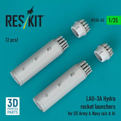ResKit Models LAU-3A Hydra rocket launchers for US Army & Navy (a/c & h) (2pcs) (3D Printed) - rakétaindítók, 2 db