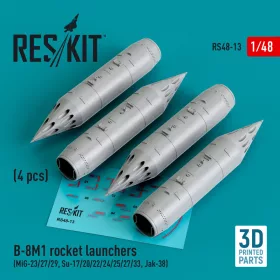   ResKit Models B-8M1 rocket launchers (4 pcs) (MiG-23/27/29, Su-17/20/22/24/25/27/33, Jak-38) (3D Printed) - rakétaindítók, 4 db