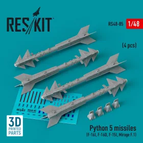   ResKit Models Python 5 missiles (4 pcs) (F-16I, F-16D, F-15I, Mirage F.1) (3D Printed) - Python 5 – rakéták, 4 db