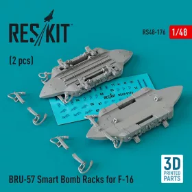   ResKit Models BRU-57 Smart Bomb Racks for F-16 (2 pcs) (3D Printed) - BRU-57 – intelligens bombafelfüggesztő keretek, 2 db