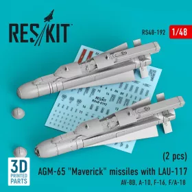   ResKit Models AGM-65 Maverick missiles with LAU-117 (2 pcs) (AV-8B, A-10, F-16, F/A-18) (3D Printed) - AGM-65 Maverick – rakéták, 2 db