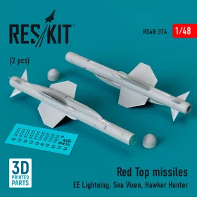   ResKit Models Red Top missiles (2pcs) (EE Lightning, Sea Vixen, Hawker Hunter) (3D Printed) - rakéták, 2 db