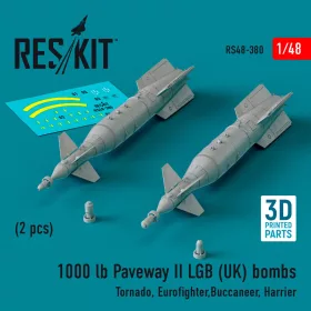   ResKit Models 1000 lb Paveway II LGB (UK) bombs (2 pcs) (Tornado, Eurofighter,Buccaneer, Harrier) (3D Printed) - 1000 lb Paveway II LGB (UK) – bombák, 2 db