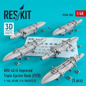   ResKit Models BRU-42/A Improved Triple Ejector Rack (ITER) (5 pcs) (F-14D, AV-8B, F/A-18A/B/C/D) (3D Printed) - hármas bombafelfüggesztő keret, 5 db