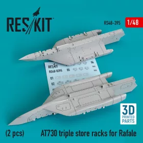   ResKit Models AT730 triple store racks for Rafale (2 pcs) (3D Printed) - Rafale – AT730 hármas fegyverfelfüggesztő keretek, 2 db