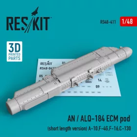   ResKit Models AN / ALQ-184 ECM pod (short length version) (A-10,F-4G,F-16,C-130) (3D Printed) - AN / ALQ-184 ECM – konténer