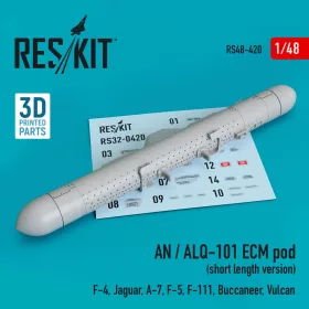   ResKit Models AN / ALQ-101 ECM pod (short length version) (F-4, Jaguar, A-7, F-5, F-111, Buccaneer, Vulcan) (3D Printed) - AN / ALQ-101 ECM – konténer