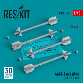  ResKit Models AAM-3 missiles (4 pcs) (F-4EJ, F-2, F-15J) (3D Printed) - AAM-3 – rakéták, 4 db