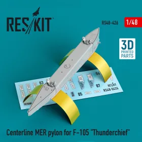   ResKit Models Centerline MER pylon for F-105 Thunderchief (3D Printed) - F-105 Thunderchief – törzs alatti MER többszörös bombafelfüggesztő