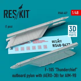   ResKit Models F-105 Thunderchief outboard pylon (AERO-3B) for AIM-9B (3D Printed) - külső AERO-3B fegyverfelfüggesztő pilon AIM-9B rakétához