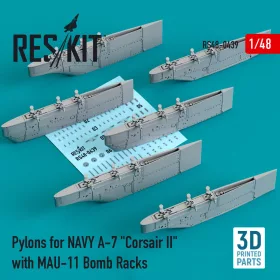   ResKit Models Amerikai Haditengerészet A-7 Corsair II – fegyverfelfüggesztő pilonok MAU-11 bombafelfüggesztőkkel