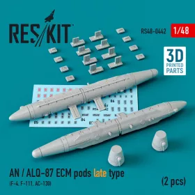   ResKit Models AN / ALQ-87 ECM pods late type (2 pcs) (F-4, F-111, AC-130) (3D Printed) - AN/ALQ-87 ECM zavarókonténerek – késői változat, 2 db