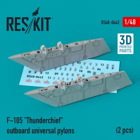   ResKit Models F-105 Thunderchief outboard universal pylons (2 pcs) (3D Printed) - külső univerzális fegyverfelfüggesztő pilonok, 2 db