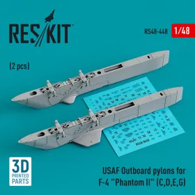   ResKit Models USAF Outboard pylons for F-4 Phantom II (C,D,E,G) (2 pcs) (3D Printed) - F-4 Phantom II (C/D/E/G) – amerikai légierős külső fegyverfelfüggesztő pilonok, 2 db