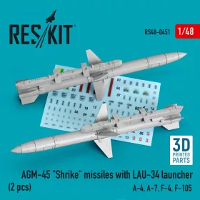   ResKit Models AGM-45 Shrike missiles with LAU-34 launcher (2 pcs) (A-4, A-7, F-4, F-105) (3D Printed) - AGM-45 Shrike – rakéták, 2 db
