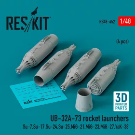   ResKit Models UB-32A-73 rocket launchers (4 pcs) (Su-7,Su-17,Su-24,Su-25,MiG-21,MiG-23,MiG-27,YaK-38) (3D Printed) - rakétaindítók, 4 db