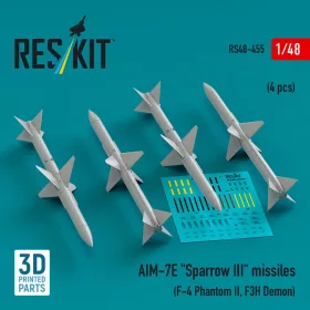   ResKit Models AIM-7E Sparrow III missiles (4 pcs) (F-4 Phantom II, F3H Demon) (3D Printed) - AIM-7E Sparrow III – rakéták, 4 db