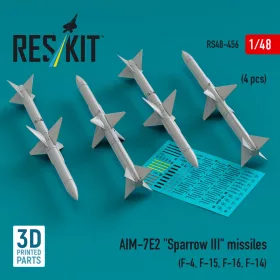   ResKit Models AIM-7E2 Sparrow III missiles (4 pcs) (F-4, F-15, F-16, F-14) (3D Printed) - rakéták, 4 db