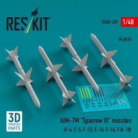  ResKit Models AIM-7M Sparrow III missiles (4 pcs) (F-4, F-5, F-15, F-16, F-14, F/A-18) (3D Printed) - AIM-7M Sparrow III – rakéták, 4 db