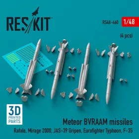   ResKit Models Meteor BVRAAM missiles (4 pcs) (Rafale, Mirage 2000, JAS-39 Gripen, Eurofighter Typhoon, F-35) (3D Printed) - Meteor BVRAAM – rakéták, 4 db