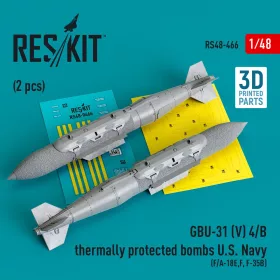   ResKit Models GBU-31 (V) 4/B thermally protected bombs U.S. Navy (2 pcs) (F/A-18E,F, F-35B) (3D Printed) - GBU-31 (V) 4/B – hővédett bombák, 2 db