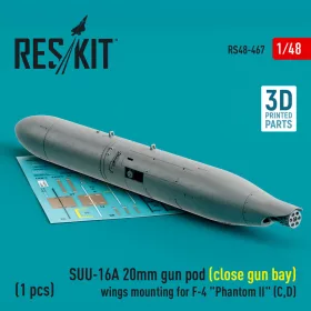   ResKit Models SUU-16A 20mm gun pod (close gun bay) wings mounting for F-4 Phantom II (C,D) (1 pcs) (3D Printed) - gépágyúkonténer, 1 db