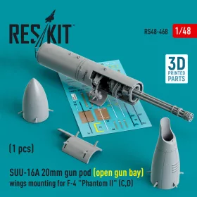   ResKit Models SUU-16A 20mm gun pod (open gun bay) wings mounting for F-4 Phantom II (C,D) (1 pcs) (3D Printed) - gépágyúkonténer, 1 db