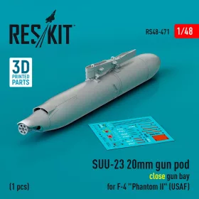   ResKit Models SUU-23 20mm gun pod (close gun bay) for F-4 Phantom II (USAF) (1 pcs) (3D Printed) - gépágyúkonténer, 1 db