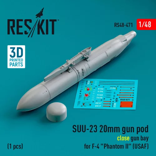 ResKit Models SUU-23 20mm gun pod (close gun bay) for F-4 Phantom II (USAF) (1 pcs) (3D Printed) - gépágyúkonténer, 1 db
