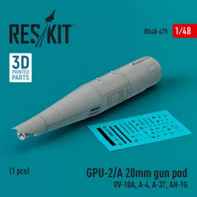   ResKit Models GPU-2/A 20mm gun pod (1 pcs) (OV-10A, A-4, A-37, AH-1G) (3D Printed) - gépágyúkonténer, 1 db