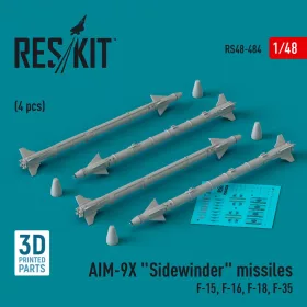   ResKit Models AIM-9X Sidewinder missiles (4 pcs) (F-15, F-16, F-18, F-35) (3D Printed) - AIM-9X Sidewinder – rakéták, 4 db