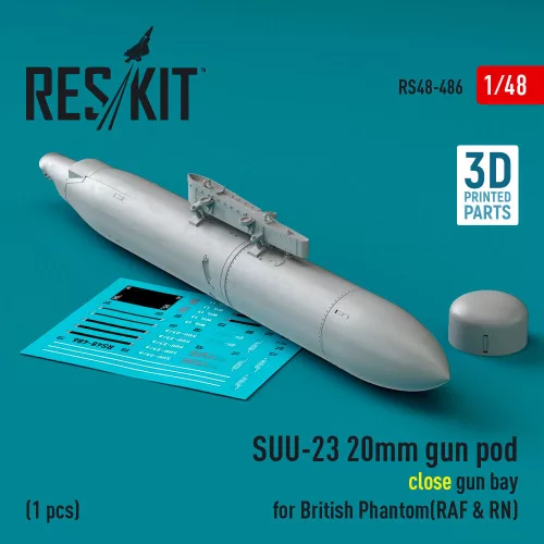 ResKit Models SUU-23 20mm gun pod (close gun bay) for British Phantom (RAF & RN) (1 pcs) (3D Printed) - gépágyúkonténer, 1 db