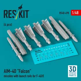   ResKit Models AIM-4D Falcon missiles with launch rails for F-4D/E (4 pcs) (3D Printed) - AIM-4D Falcon – rakéták, 4 db