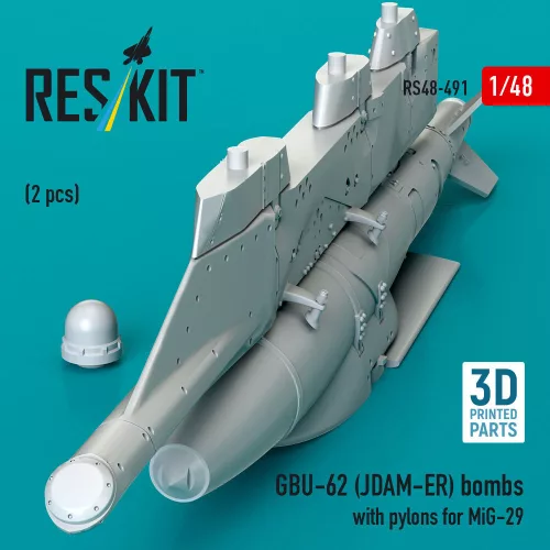 ResKit Models GBU-62 (JDAM-ER) bombs with pylons for MiG-29 Fulcrum (2 pcs) (3D Printed) - GBU-62 (JDAM-ER) – bombák, 2 db