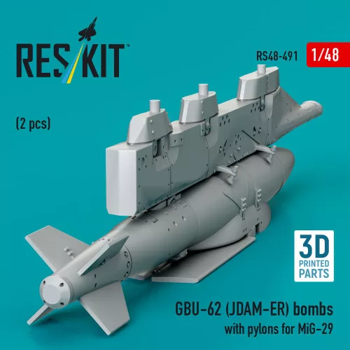 ResKit Models GBU-62 (JDAM-ER) bombs with pylons for MiG-29 Fulcrum (2 pcs) (3D Printed) - GBU-62 (JDAM-ER) – bombák, 2 db