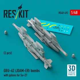   ResKit Models GBU-62 (JDAM-ER) bombs with pylons for Su-27 Flanker (2 pcs) (3D Printed) - GBU-62 (JDAM-ER) – bombák, 2 db