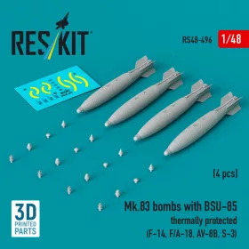   ResKit Models Mk.83 bombs with BSU-85 thermally protected (4 pcs) (F-14, F/A-18, AV-8B, S-3) (3D printed) - Mk.83 – bombák, 4 db
