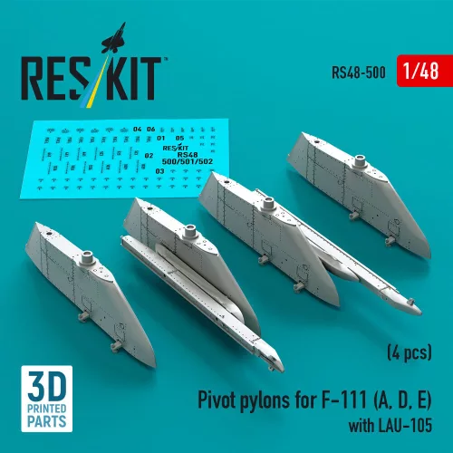 ResKit Models Pivot pylons for F-111 (A, D, E) with LAU-105 (4 pcs) (3D Printed) - fegyverfelfüggesztő pilonok, 4 db