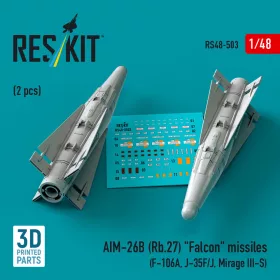   ResKit Models AIM-26B (Rb.27) Falcon missiles (2 pcs) (F-106A, J-35F/J, Mirage III-S) (3D Printed) - AIM-26B (Rb.27) Falcon – rakéták, 2 db
