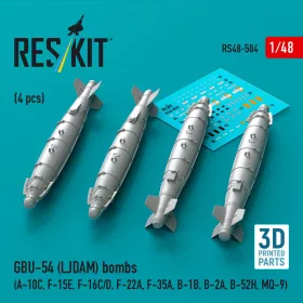   ResKit Models GBU-54 (LJDAM) bombs (4 pcs) (A-10C, F-15E, F-16C/D, F-22A, F-35A, B-1B, B-2A, B-52H, MQ-9) (3D Printed) - GBU-54 (LJDAM) – bombák, 4 db