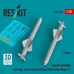   ResKit Models Exocet missiles (2 pcs) (Sea King, Super Etendard, Mirage 2000, Rafale, Mirage F.1) (3D Printed) - Exocet – rakéták, 2 db