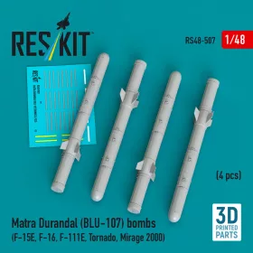   ResKit Models Matra Durandal (BLU-107) bombs (4 pcs) (F-15E, F-16, F-111E, Tornado, Mirage 2000) (3D Printed) - Matra Durandal (BLU-107) – bombák, 4 db